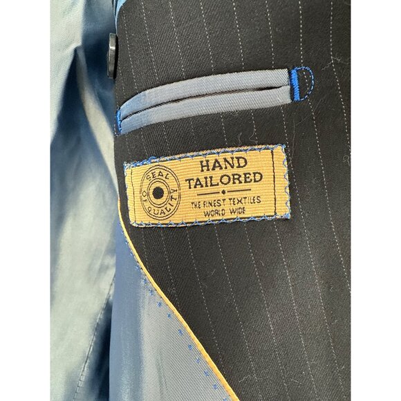 Giorgio Cosani Mens Black Pinstripe Suit Jacket 3-Button Blazer 42R - Picture 8 of 10